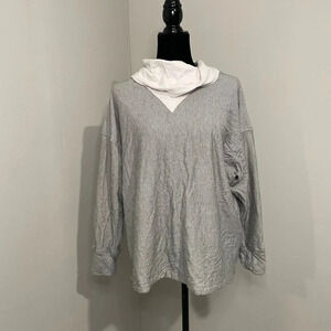 Focus Casual Life Black and White Striped Lagenlook Turtleneck Sweatshirt‎